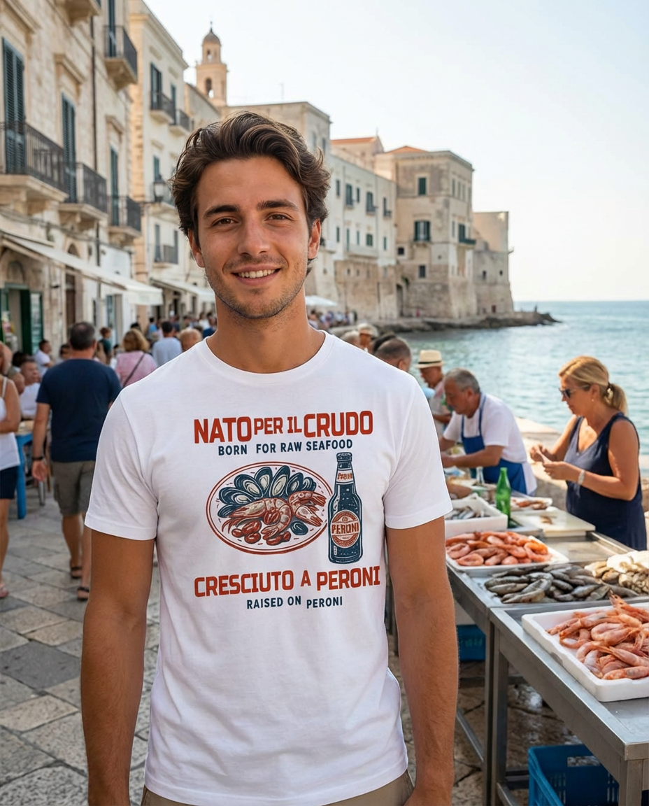 t-shirt nato per il crudo