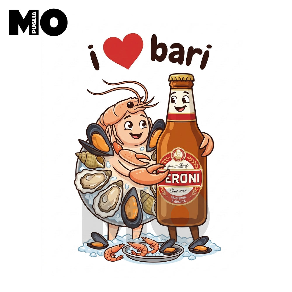 T-shirt Mopuglia  I love Bari Crudo & Birra