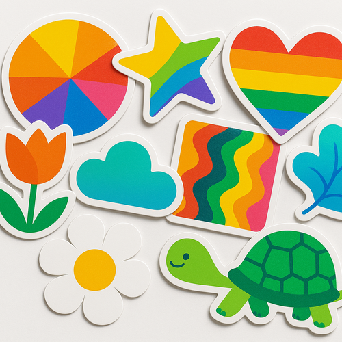 mi crei un immagine 1000 x 1000 pixel con grafica accattivante senza scritte ma solo immagini di sticker
tondi - sagomati - quadrati e angoli arrotondati